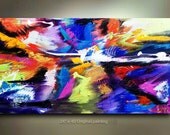 Original Abstract Art painting great color 40x24 Modern expressionism Contemporary acrylic Painting by OTO