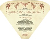 SET OF 25 Vintage Grape Vine Design Wedding Program Fan custom colors available