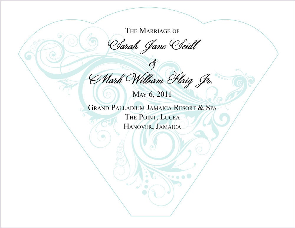 SET OF 25 Swirling Seas Design Wedding Fan custom colors available