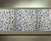 Large Painting Abstract art 3 piece triptych - 72x24 Original Abstract Texture Art Modern Contemporary acrylic Painting by OTO