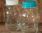 Vintage - Miniature Mason Jar Salt and Pepper Shakers - 1970's