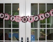 Personalized Girl Sock Monkey Happy  Birthday Banner