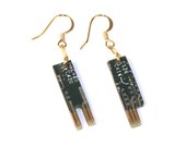Earrings made from recycled computer parts