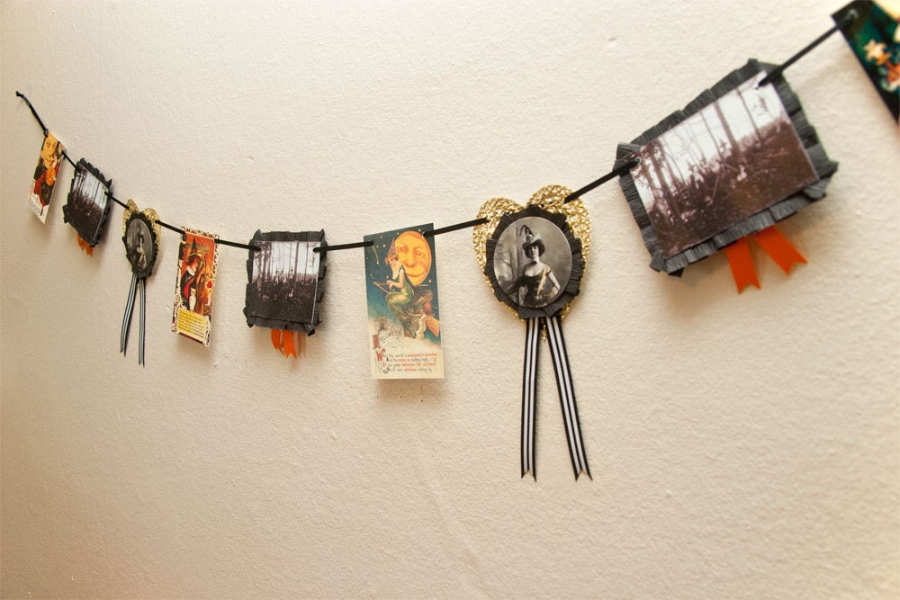 Halloween Home Decor - Garland Vintage Inspired - Victorian Witches