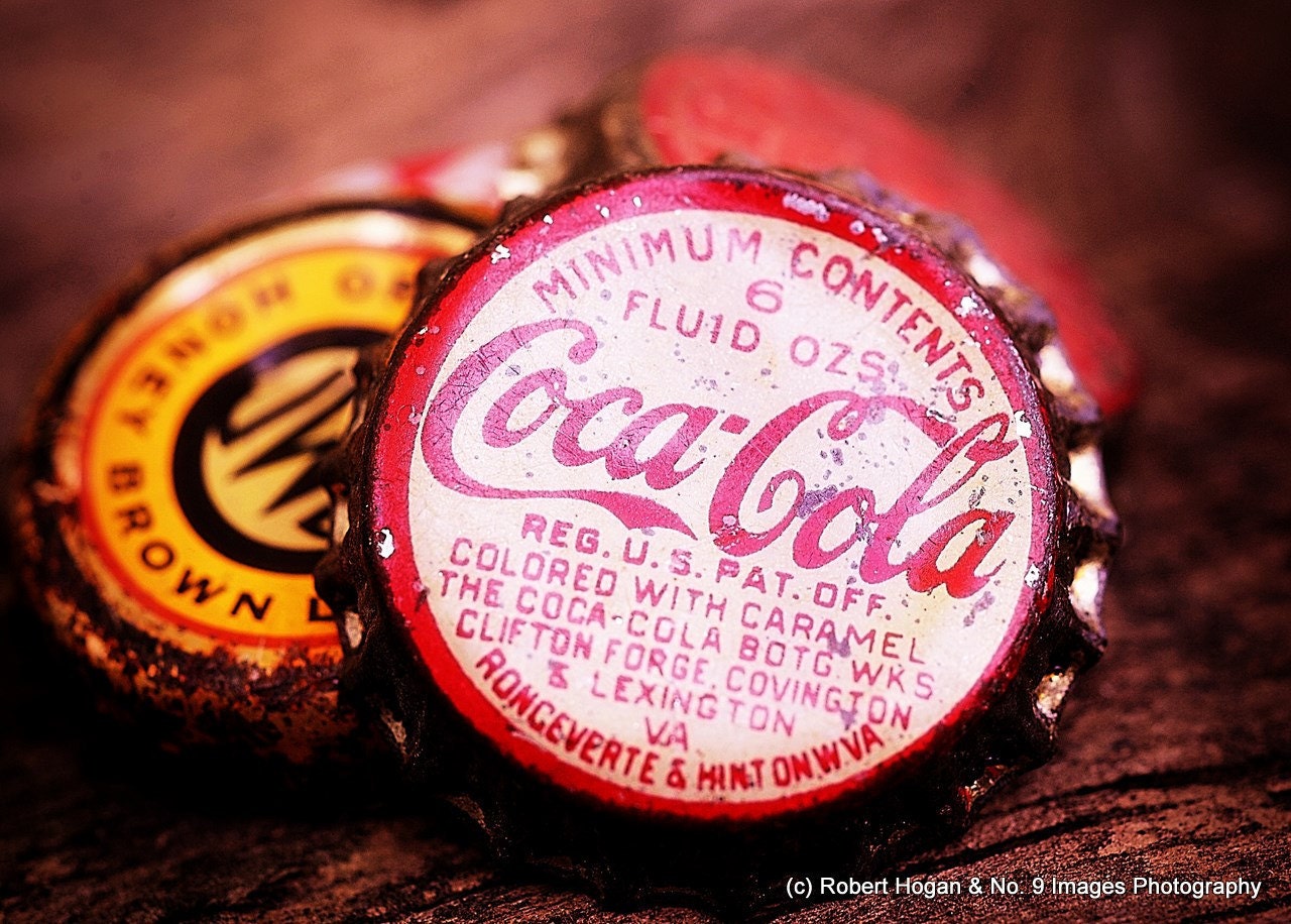 Colorfully Antique Coca-Cola bottle cap print - 5x7 fine art print