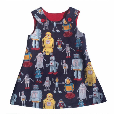 Retro Robots pinafore dress