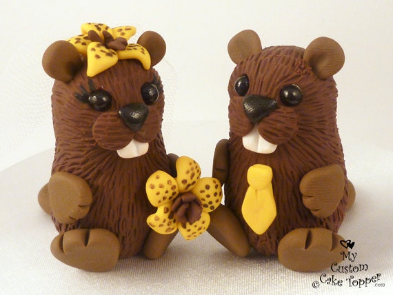 Cute Beavers Wedding Cake Topper