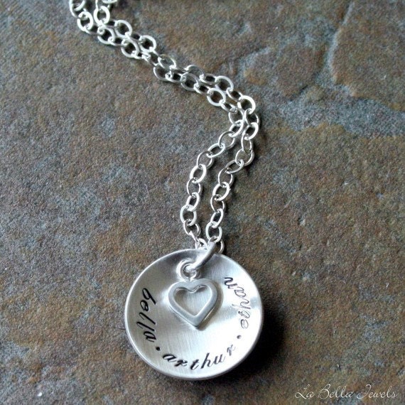 Custom Personalized Hand Stamped Cupped Name Mother's Necklace