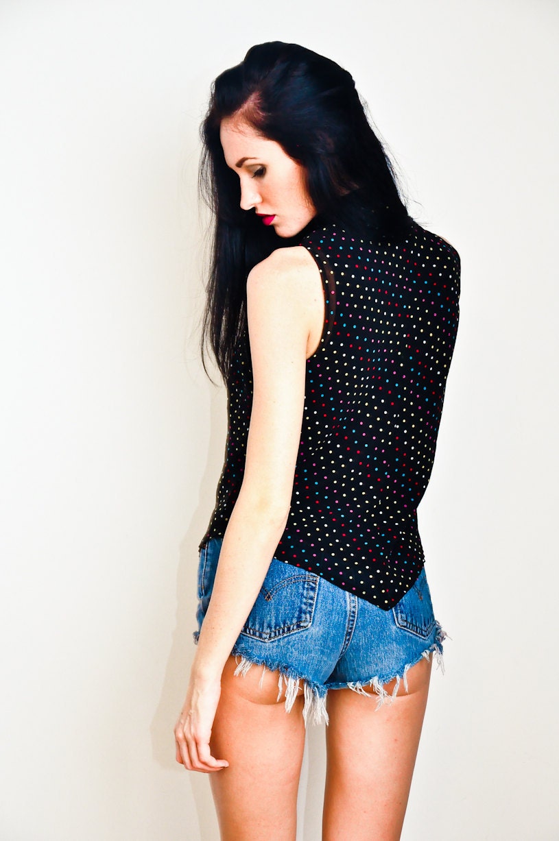 Vintage Black Polka Dot Blouse