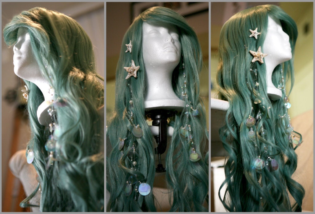 SEAFOAM MERMAID WIG: Couture, Original Mermaid-Inspired Wig designed by Traci Hines, Includes Your Choice of 2 Grotto Hair Accessories