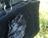 OOAK Original Design Moonlit Prairie Trails Knitted Cable Handbag Purse with Black Satin Handles