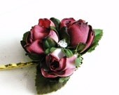 Burgundy Plum Hair Pin Vintage Style Wedding Bridesmaids Accesory