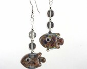 Raku Fish Lampworked Glass Bead Earrings