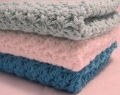 Shipping Included 3 Crocheted Cotton Dishcloths Washcloths 9X9