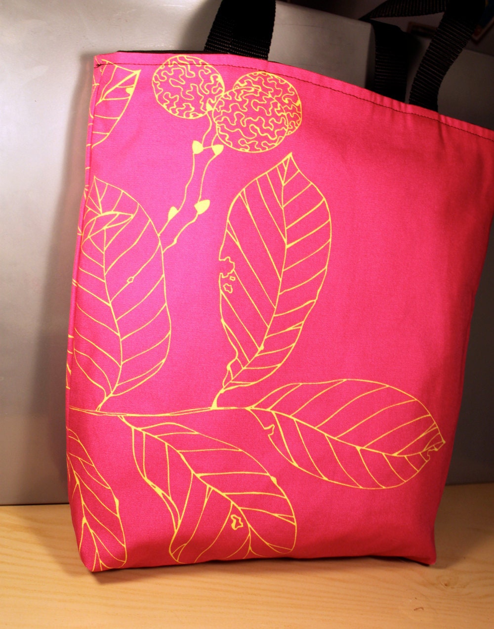 Pink and Yellow Leaf Tote Bag