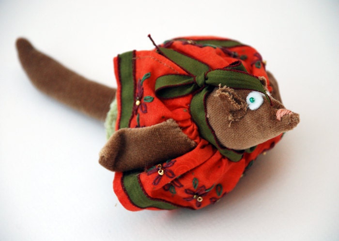 Felt Christmas Ornament - Hand Embroidered Squirrel Tree Decoration II