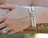 ESTELLE Ivory Swarovski Pearls with Rhinestone Clasp Bracelet