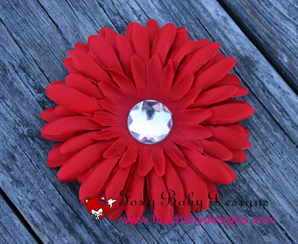 Flower Hair Clip Red Daisy