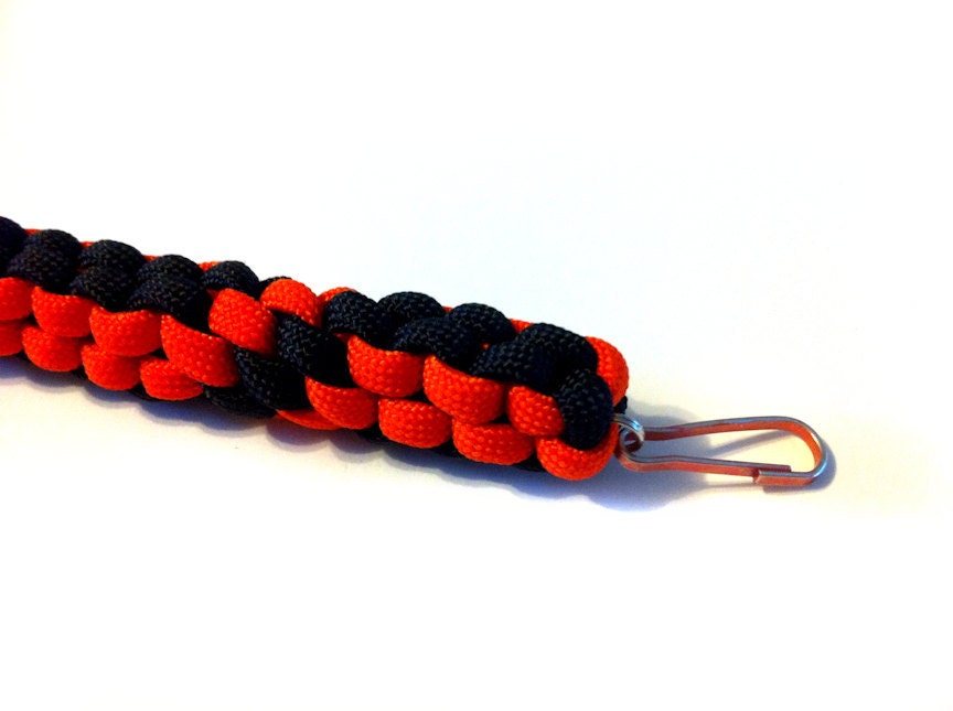 Magic Wand Orange & Black Paracord Keychain Handmade Unisex Key Fob