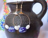 Indigo Blue Splash Hoop Earrings