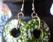 Dark Apple Green Splash Earrings