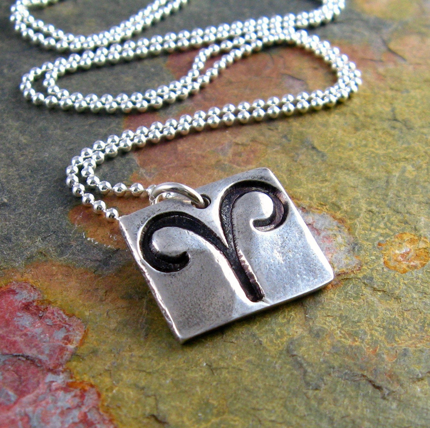 Aries Necklace Silver Zodiac Necklace March Birthday April Birthday Personalized Silver Necklace PMC Fine Silver Artisan Pendant