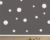 Baseballs 18 Set, Vinyl decals,nursery, kids room, teens room, removable decals stickers