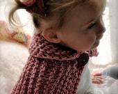 Baby Shawl, Toddler cape, "Winter Woods", Pink Rose Childs Toddler Scarflette Cowl Shawl Cape Organic Cotton double knit
