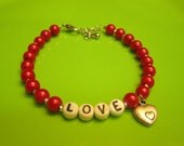 Adjustable Bracelet "LOVE" with heart charm - durable, waterproof, custom name available