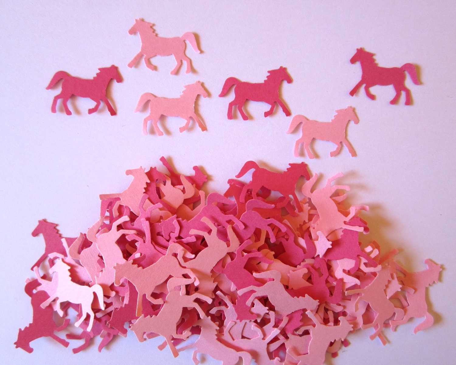 100 PINK Horse Pony Paper Piecing Embellishments Scrapbooking Tag Confetti Cutouts