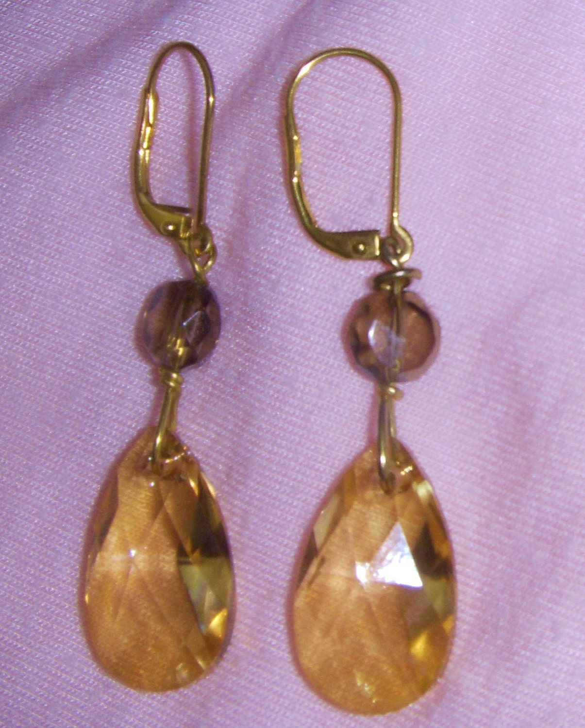 Swarovski Crystal Teardrop with Topaz Earrings