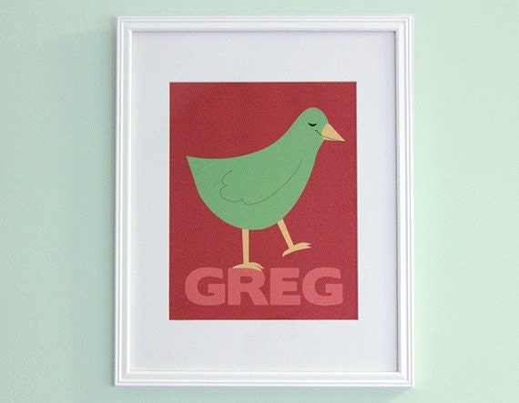 Personalized Name Nursery Art - Bird Bedroom Print