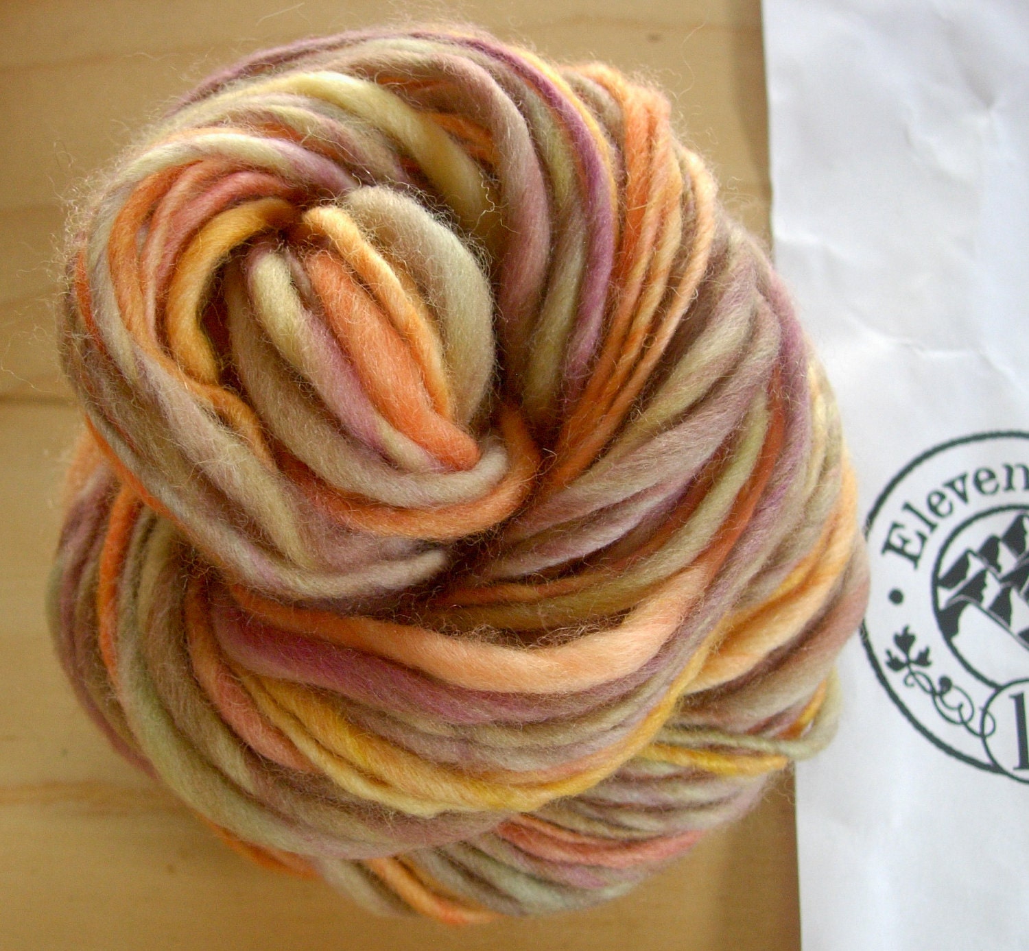 Handspun Yarn - Pumkin Patch, beautiful colors, Polwarth wool, BFL wool, single ply, bulky weight