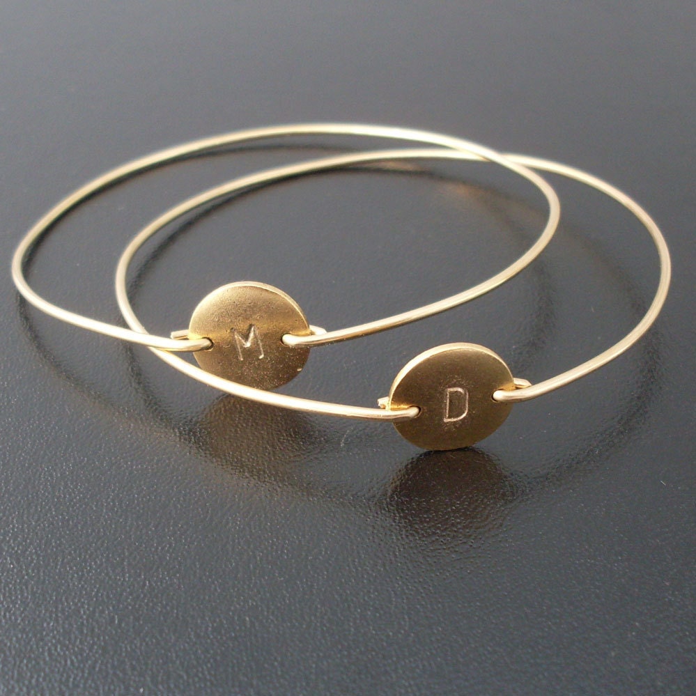 Best Friends Bracelet Set, Initial Bangles, 2 Custom Friendship Bracelets, Friendship Jewelry, Personalized Friendship, Best Friends Jewelry