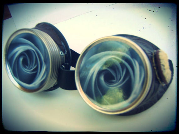 Grey Rose Vintage style Steampunk goggles. Classic Victorian Cameo