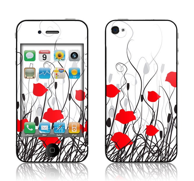 Apple iPhone 4 4S Decal Skin - Poppies