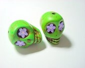 Purple Starry Eyes in Green Howlite Skull Beads