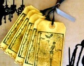 Gift Tags Favor Tags Skeleton Cobwebs Distressed Vintage Inspired Halloween All Hallow's Eve