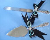 Personalized Wedding Cake Knife and Server in Silver or Gold with Custom Colors and Engraving
