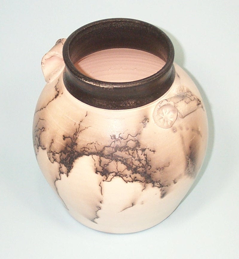 Hand Thrown Vase decorated with Horse Hair