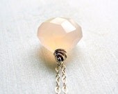 faceted light pink peach chalcedony on sterling silver - melon drop necklace