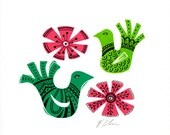 Birds and Flowers Print