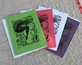 Blank Africa Cards, set of 4--green, red, white, and purple