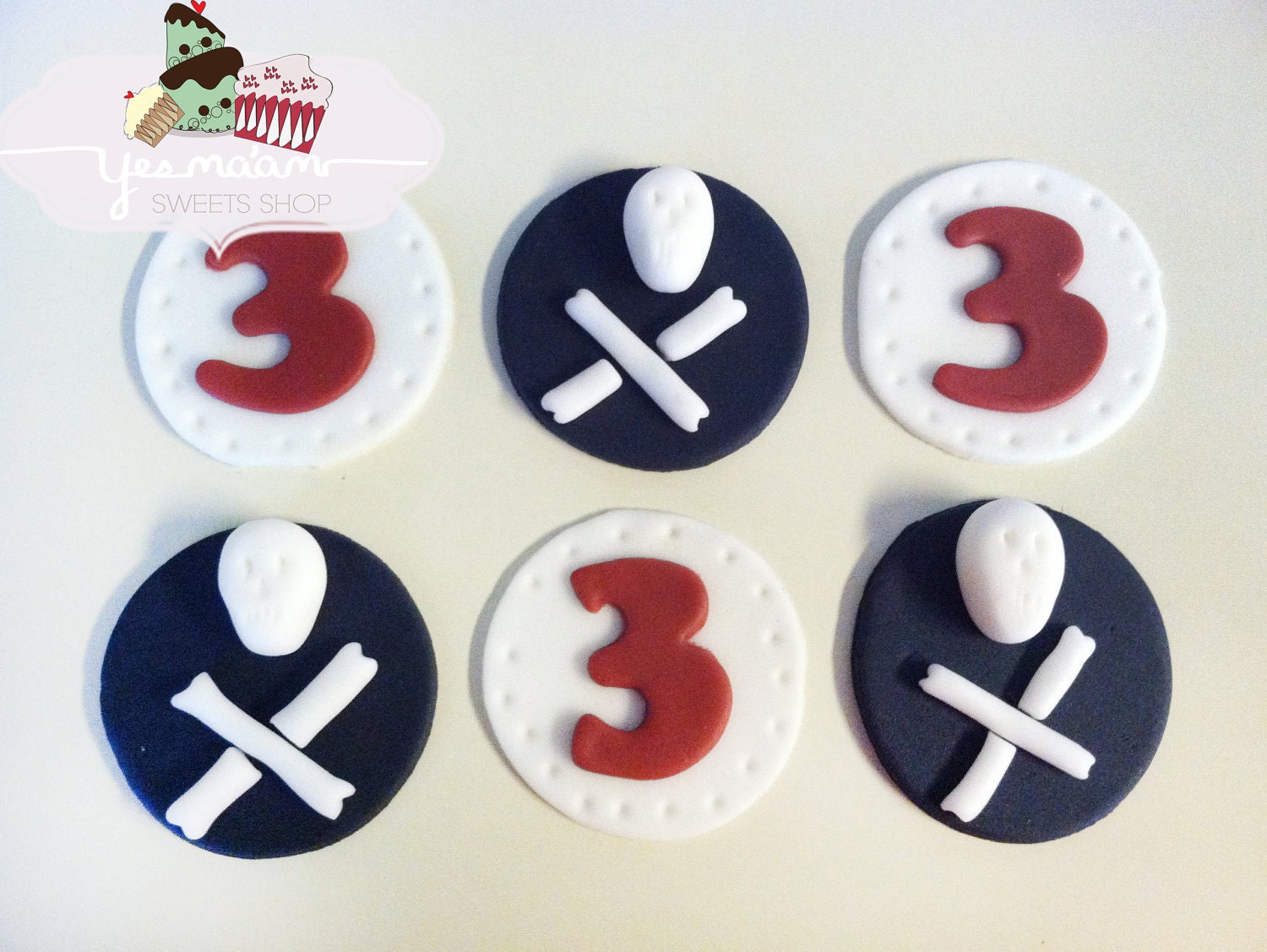 12 Pirate Fondant Cupcake/Cookie Toppers