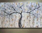 ORIGINAL Flower Tree Painting Abstract Landscape Artwork Flowerscape Heavy Textured 36x24 Modern Contemporary art Made to Order by OTO