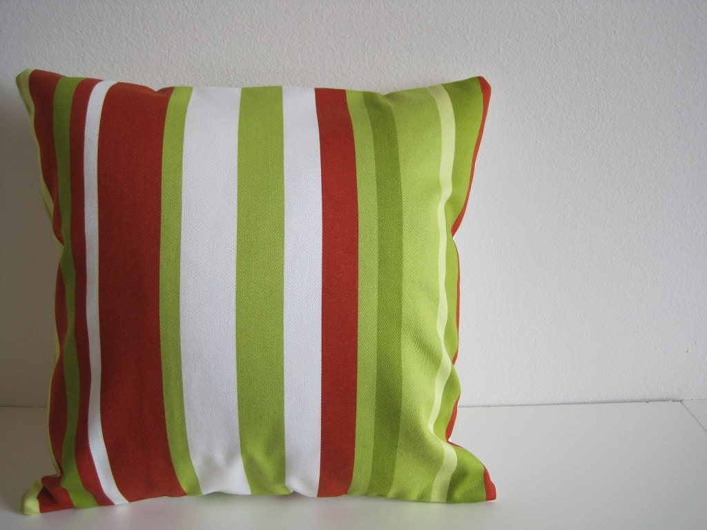 Sale Decorative Pillows, Striped Pillow, red pillow, Green pillow, Throw Pillow Cover, 16 x 16 accent pillow, Living Room, Cushion, gift