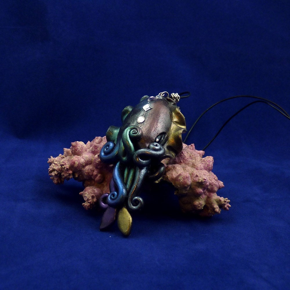 Cosmic Cuttlefish Necklace - Handmade Polymer Clay Jewelry