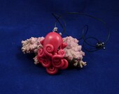 Sunset Octopus Necklace - Polymer Clay Cephalopod Jewelry
