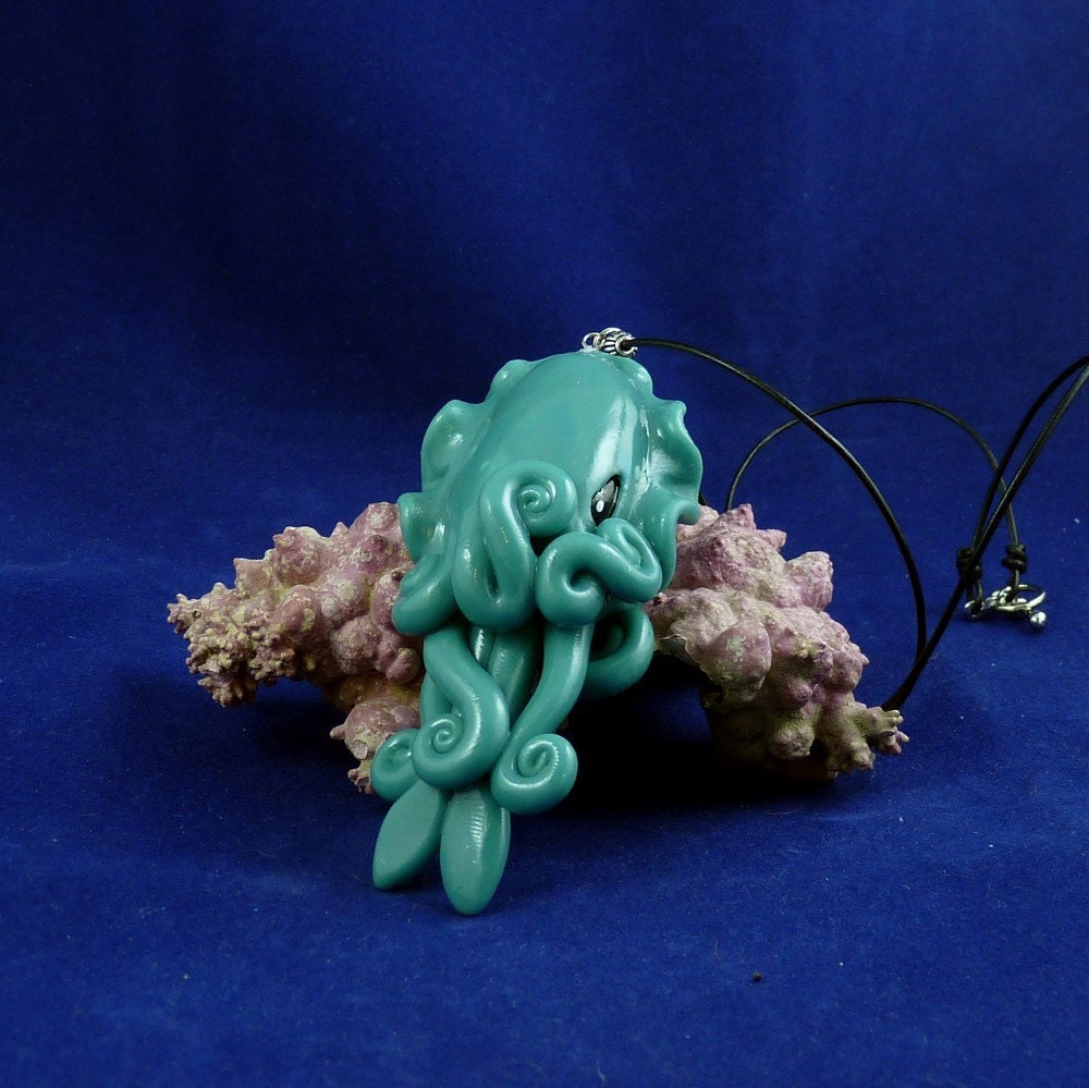 Tropical Sea Cuttlefish Necklace - Handmade Polymer Clay Kawaii Jewelry