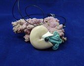 Raincloud Nautilus Necklace - Polymer Clay Jewelry Pendant